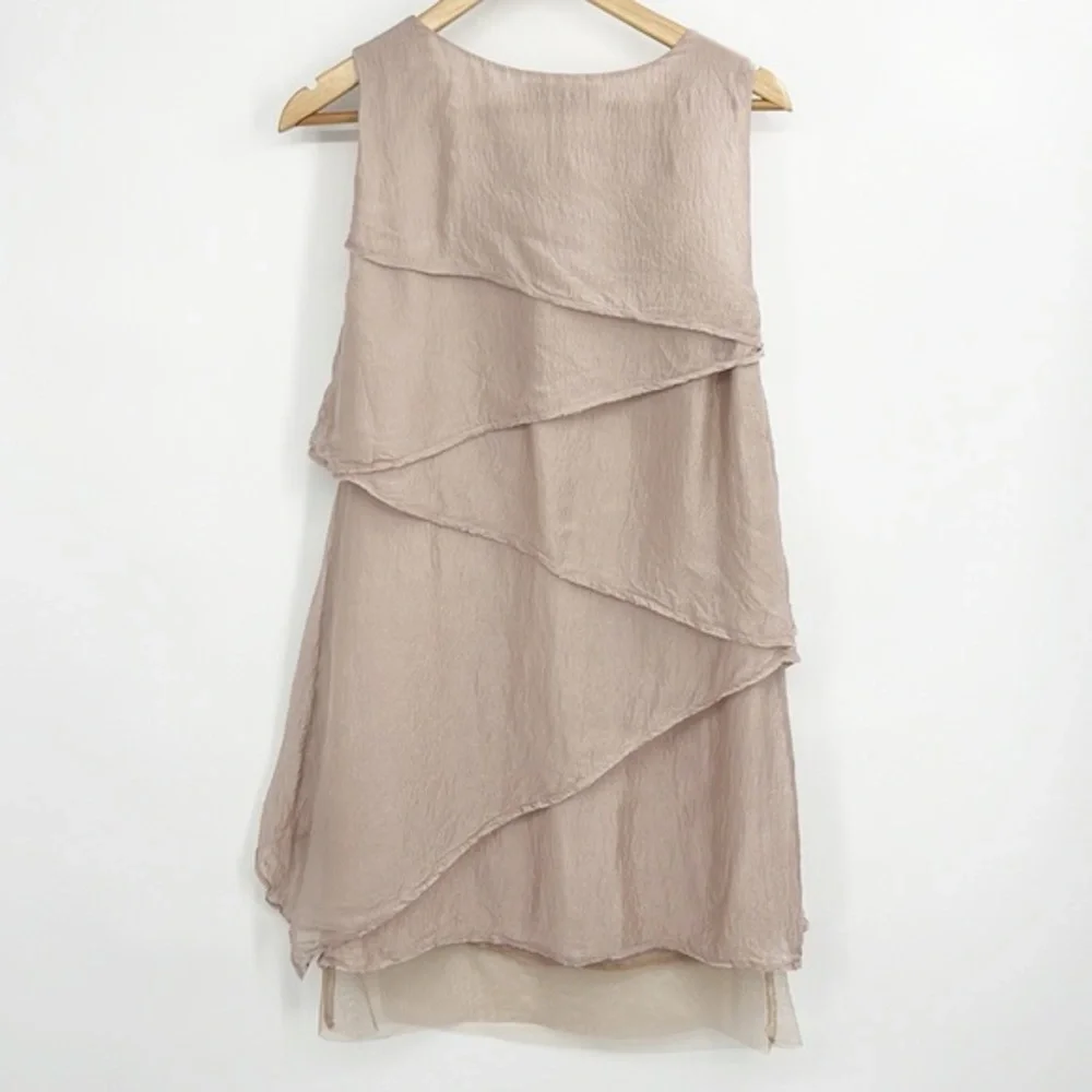 BCBGMaxAzria Runway Pink Celine Cascading Silk Dress size small